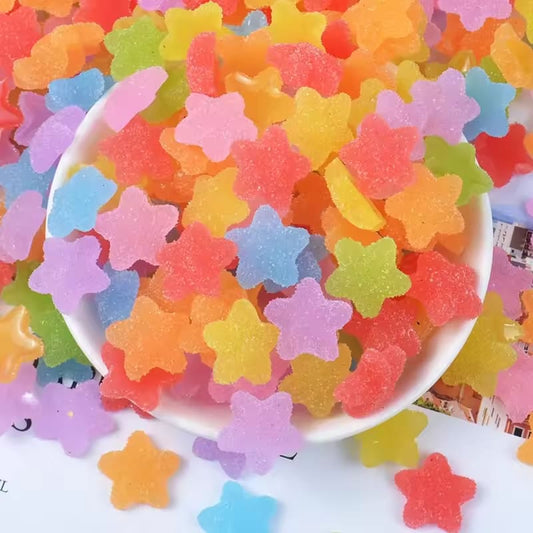 50Pcs Mini Simulation Soft Candy Five-pointed Star DIY Accessories Earring Material Fake Fudge Hairpin Decoration